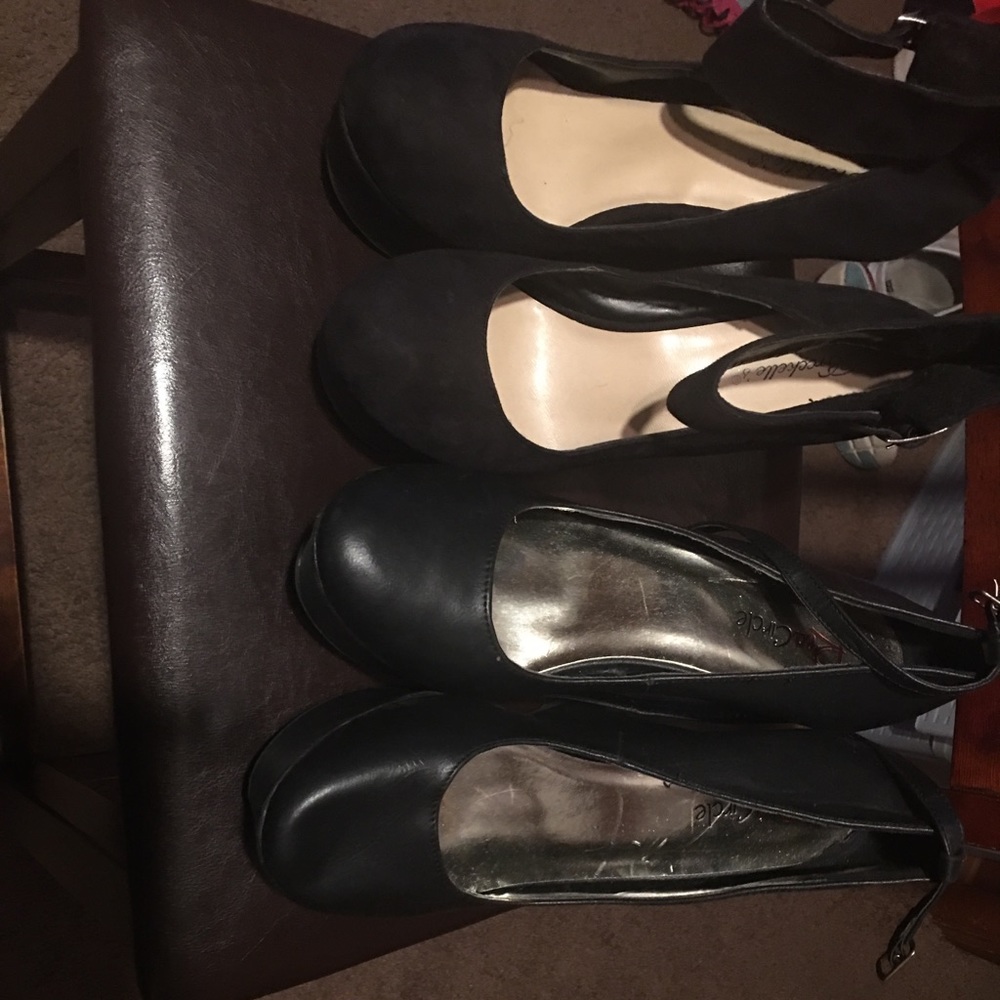 Women wedge heel black shoes